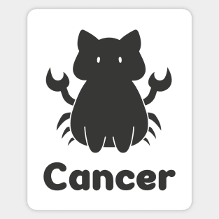 Cancer Cat Zodiac Sign with Text (Black and White) Magnet